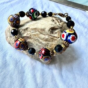 Vintage Murano Glass Millefiori Bead Bracelet